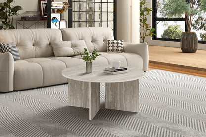 NEW - Salontafel 'Drasir' Rond Decor Travertin Grijs (1c) - foto 2
