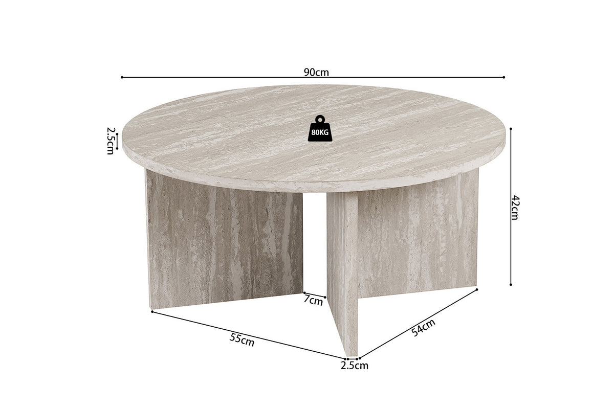 NEW - Salontafel 'Drasir' Rond Decor Travertin Grijs (1c) - foto 7