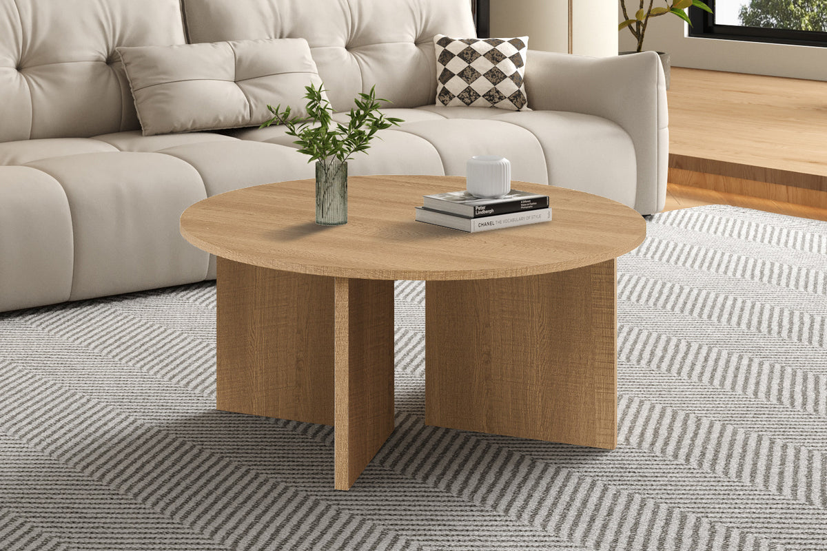 NEW - Salontafel 'Drasir' Rond Decor Eik Naturel (1c)