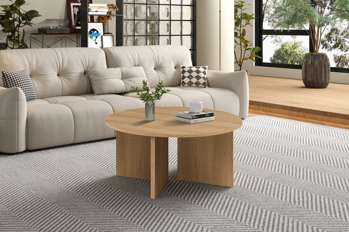 NEW - Salontafel 'Drasir' Rond Decor Eik Naturel (1c) - foto 2