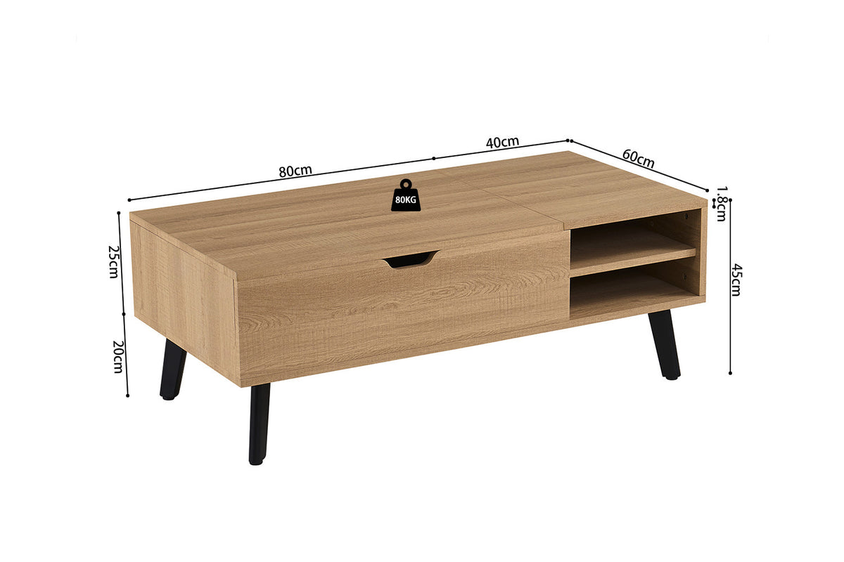 NEW - Salontafel 'Justine' Opklapbare top Decor Eik Naturel (2c) - foto 12