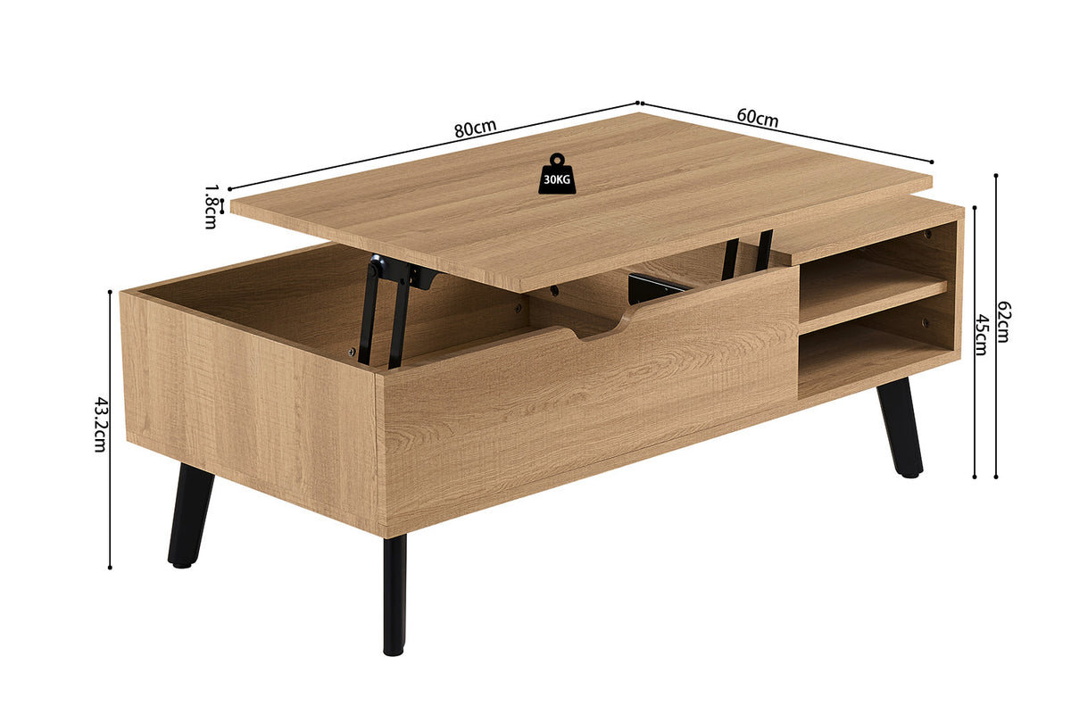 NEW - Salontafel 'Justine' Opklapbare top Decor Eik Naturel (2c) - foto 13