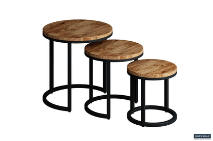 Bijzettafel 'Plano' 3-delig Mango hout (1c) - foto 2