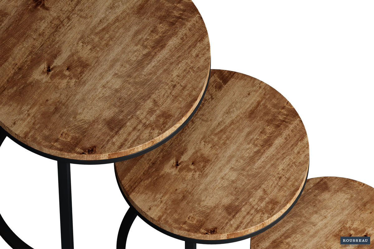 Bijzettafel 'Plano' 3-delig Mango hout (1c) - foto 3