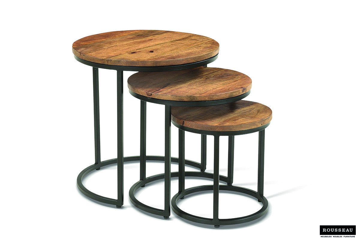 Bijzettafel 'Plano' 3-delig Mango hout (1c) - foto 5