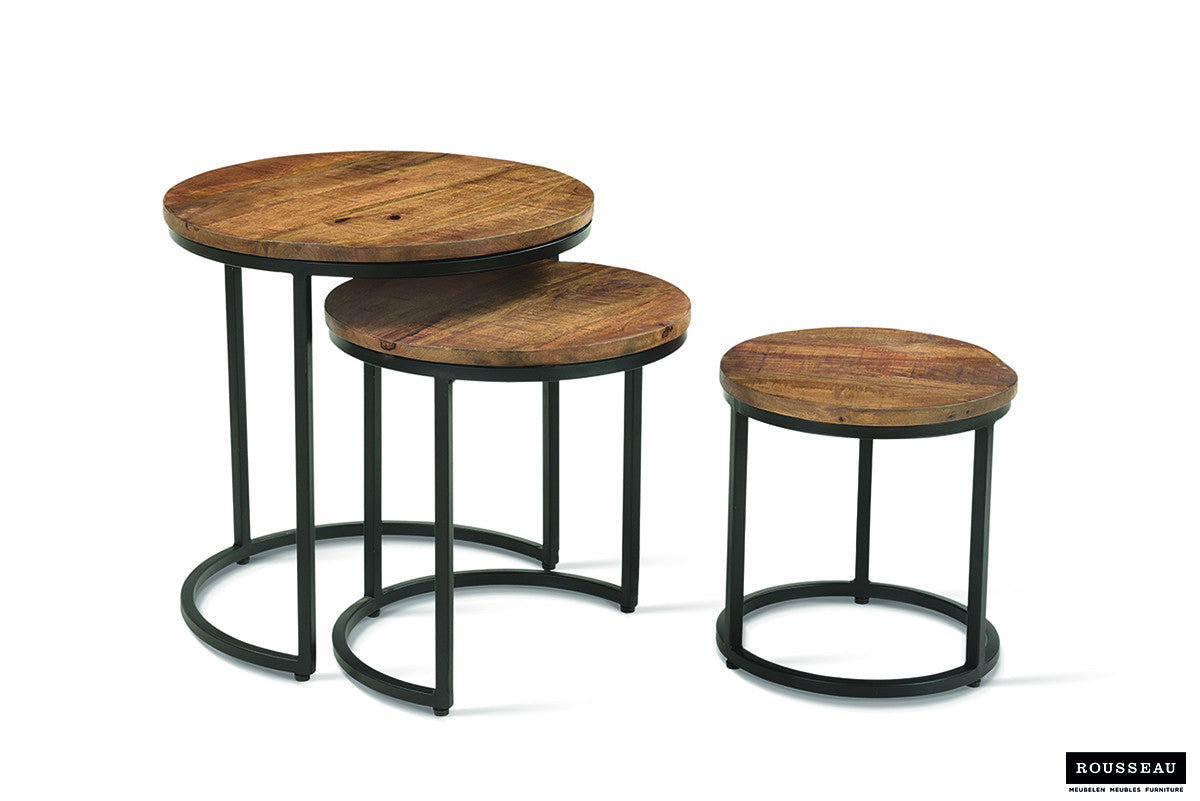 Bijzettafel 'Plano' 3-delig Mango hout (1c) - foto 6