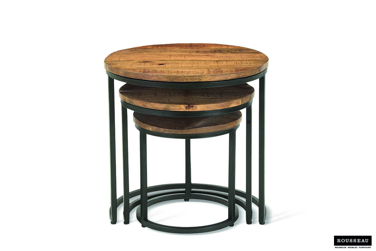 Bijzettafel 'Plano' 3-delig Mango hout (1c) - foto 7