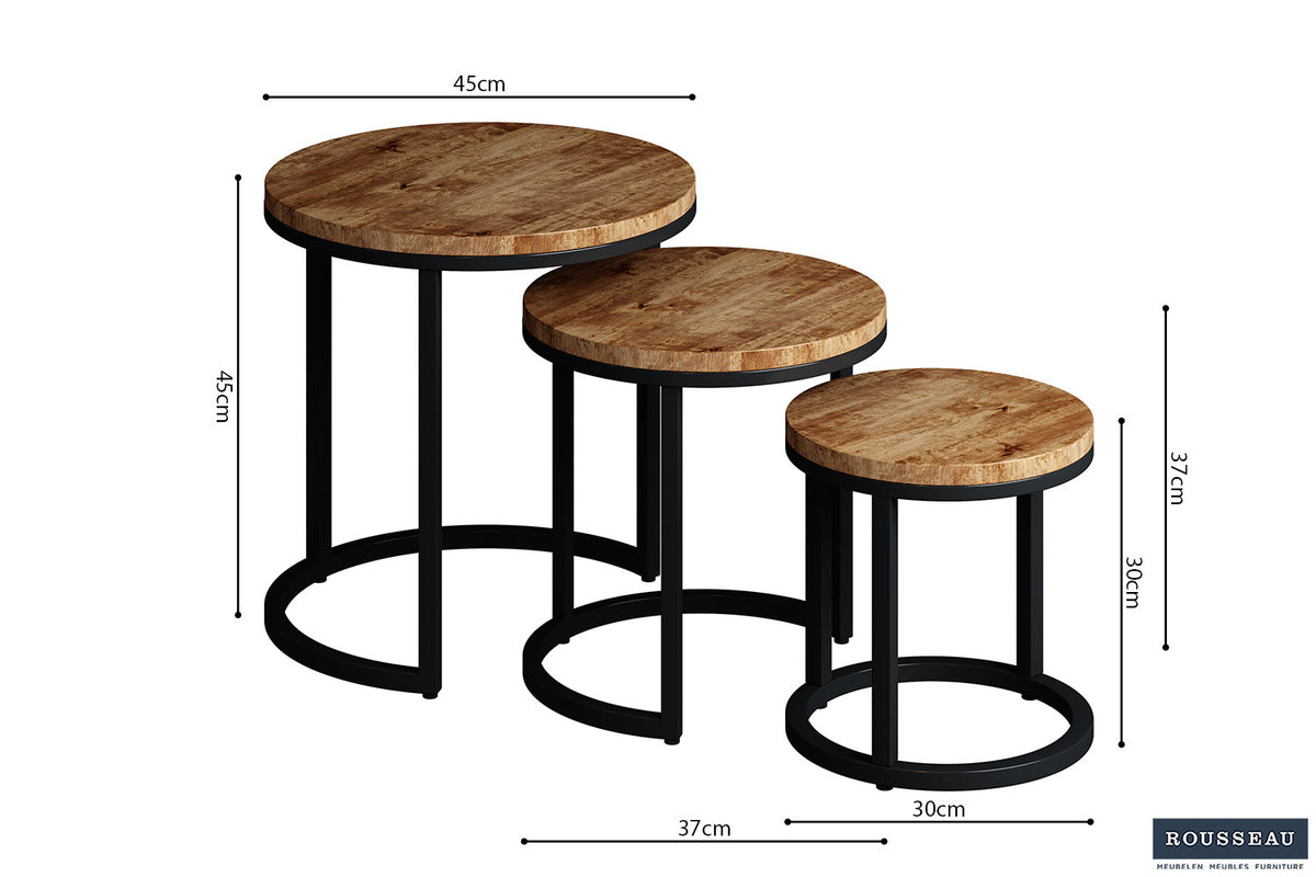 Bijzettafel 'Plano' 3-delig Mango hout (1c) - foto 8