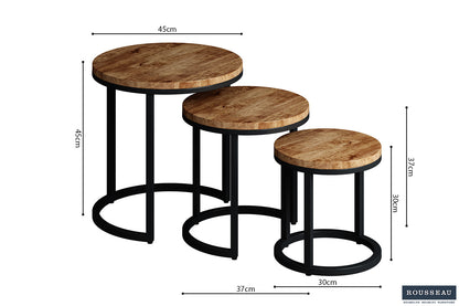 Bijzettafel 'Plano' 3-delig Mango hout (1c) - foto 8
