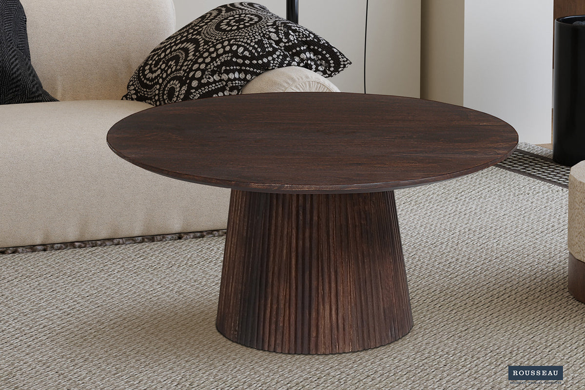 SALE - Salontafel 'Miguel' 80 cm Rond Mango hout Donkerbruin (2c)
