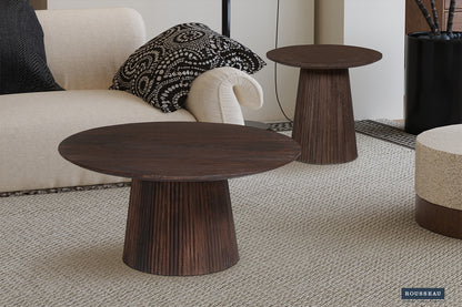 SALE - Salontafel 'Miguel' 80 cm Rond Mango hout Donkerbruin (2c) - foto 3