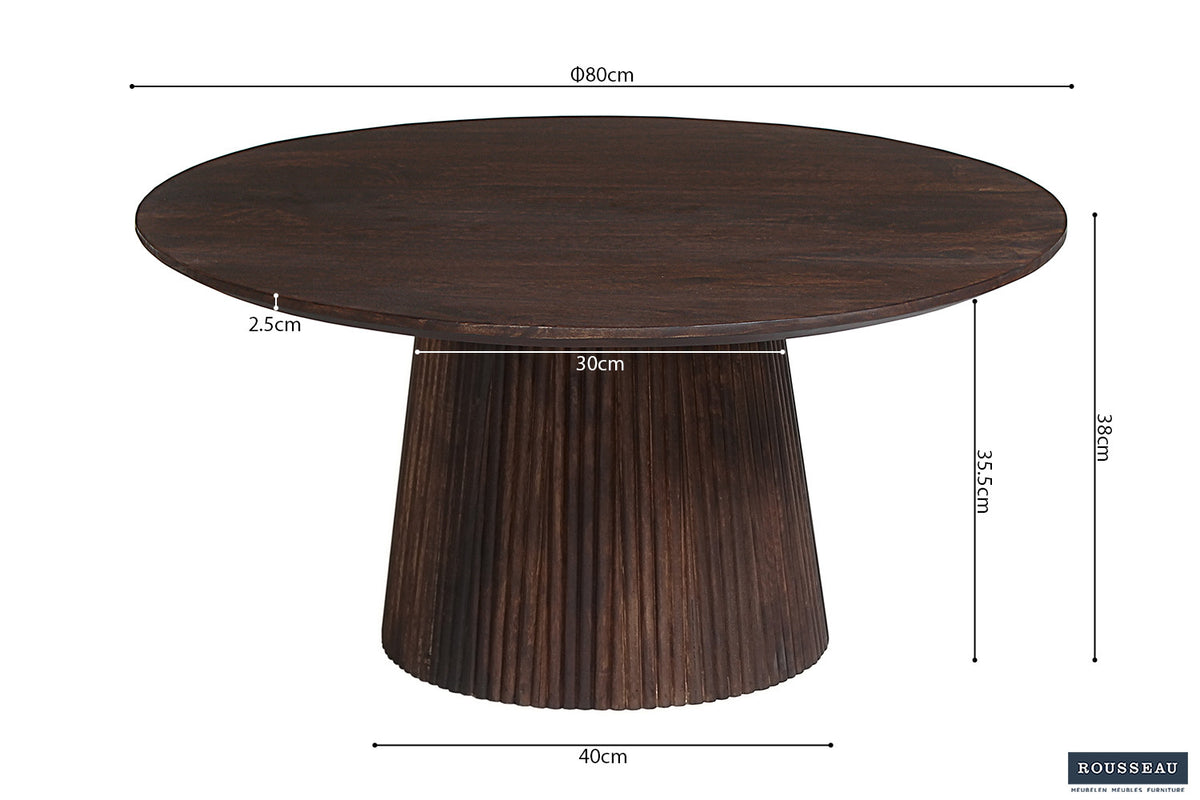 SALE - Salontafel 'Miguel' 80 cm Rond Mango hout Donkerbruin (2c) - foto 7