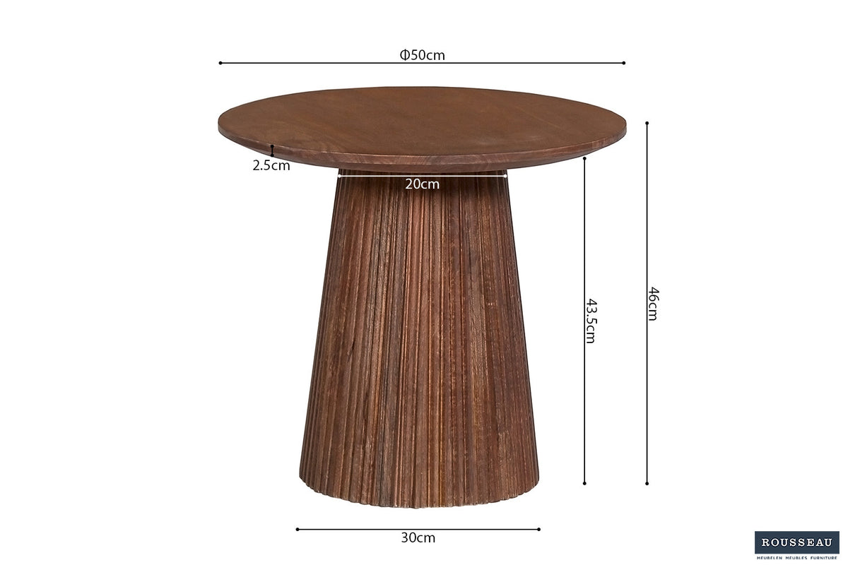 Salontafel 'Miguel' 50 cm Rond Mango hout Lichtbruin (2c) - foto 7