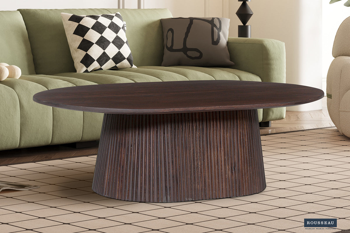 SALE - Salontafel 'Miguel' 120 cm Ovaal Mango hout Donkerbruin (2c)