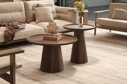 Salontafel 'Jules' 45x50 cm Rond Mango hout Lichtbruin (2c) - foto 2