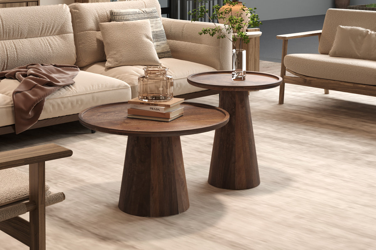 Salontafel 'Jules' 65x40 cm Rond Mango hout Lichtbruin (2c) - foto 2