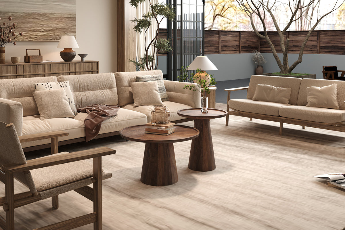 Salontafel 'Jules' 65x40 cm Rond Mango hout Lichtbruin (2c) - foto 3
