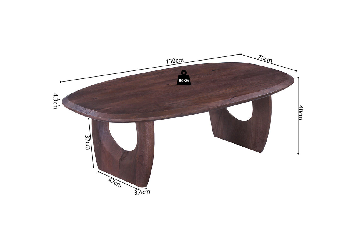 NEW - Salontafel 'Braga' Deens Ovaal Mango hout Donkerbruin (1c) - foto 8