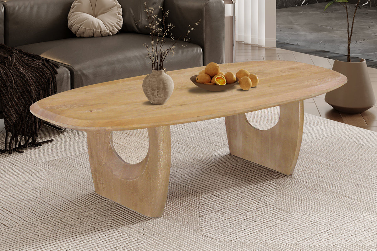 NEW - Salontafel 'Braga'  Deens Ovaal Mango hout Amandel (1c)