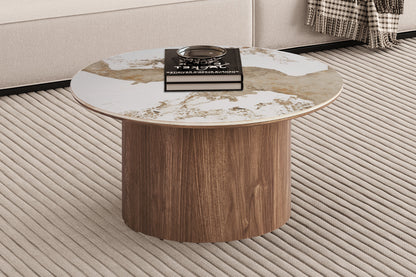 NEW - Salontafel 'Evora' 80 cm Rond Glanzend Steen Pandora (2c)
