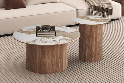 NEW - Salontafel 'Evora' 80 cm Rond Glanzend Steen Pandora (2c) - foto 2