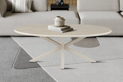 NEW - Salontafel 'Noa' 130x70cm Ovaal Baroque Beige - Grijs voet (2c)