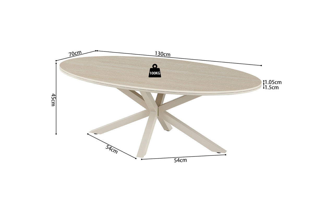 NEW - Salontafel 'Noa' 130x70cm Ovaal Baroque Beige - Grijs voet (2c) - foto 6