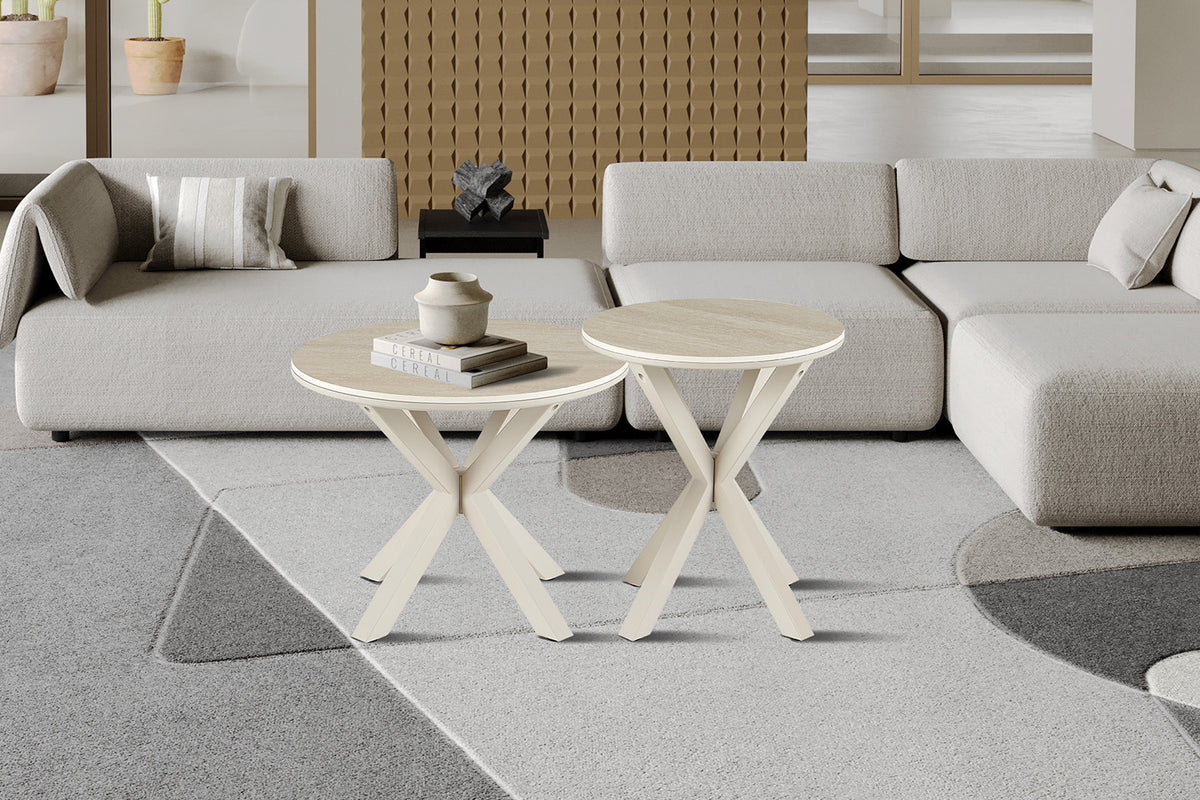 NEW - Salontafel 'Noa' 60cm Rond Baroque Beige - Grijs Voet (2c) - foto 3