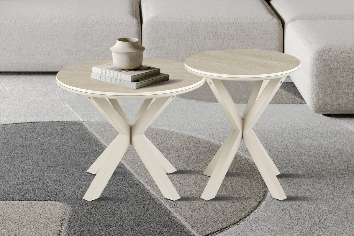 NEW - Salontafel 'Noa' 50cm Rond Baroque Beige - Grijs Voet (2c) - foto 2