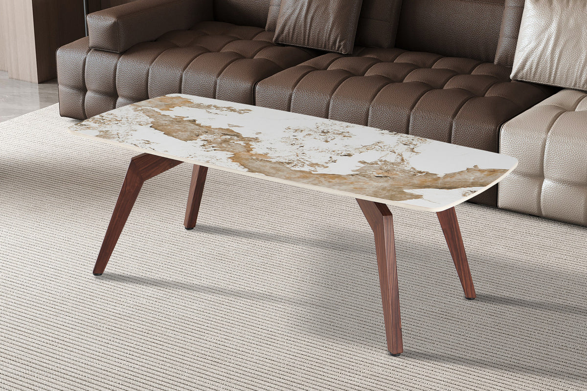 NEW - Salontafel 'Alma' 120x60 cm Glanzend Pandora - Voet walnoot (2c)