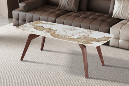 NEW - Salontafel 'Alma' 120x60 cm Glanzend Pandora - Voet walnoot (2c)