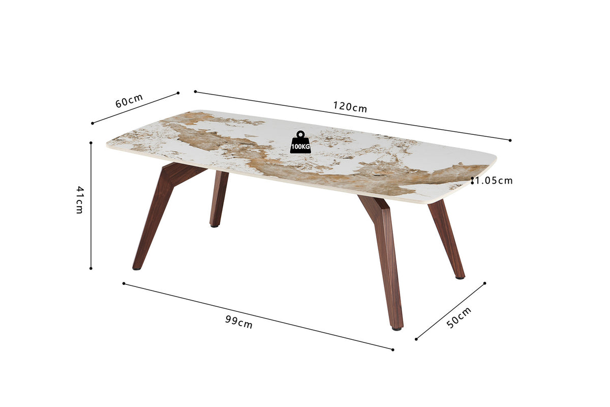 NEW - Salontafel 'Alma' 120x60 cm Glanzend Pandora - Voet walnoot (2c) - foto 6