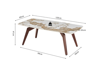 NEW - Salontafel 'Alma' 120x60 cm Glanzend Pandora - Voet walnoot (2c) - foto 6