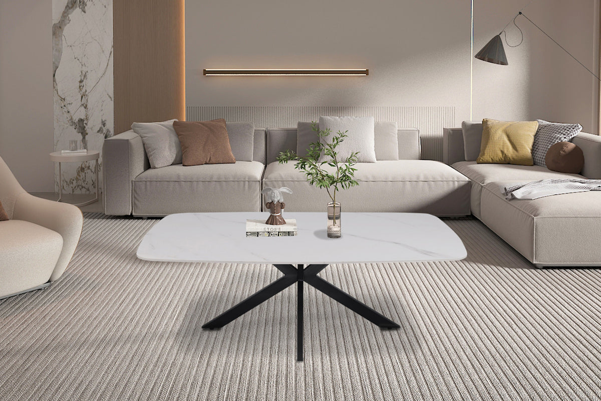 Salontafel 'Apollo' 130 cm Deens Ovaal Steen Wit (2c)