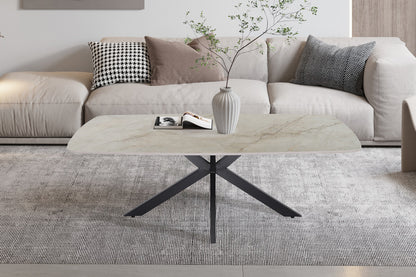 Salontafel 'Apollo' 130 cm Deens Ovaal Glanzend Steen Shakespeare Beige (2c)