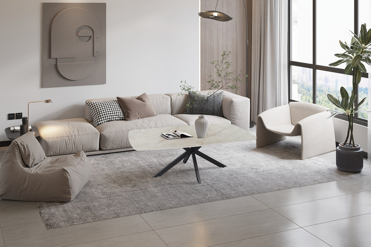 Salontafel 'Apollo' 130 cm Deens Ovaal Glanzend Steen Shakespeare Beige (2c) - foto 2