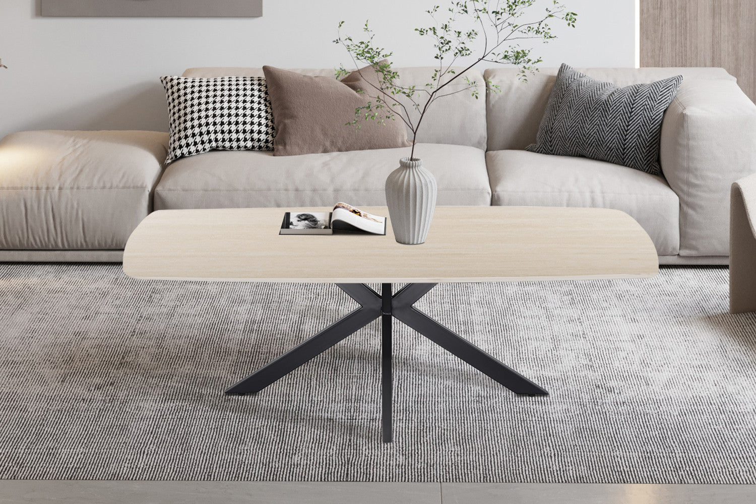 NEW - Salontafel 'Apollo' 130 cm Deens Ovaal Steen Baroque Beige (2c)