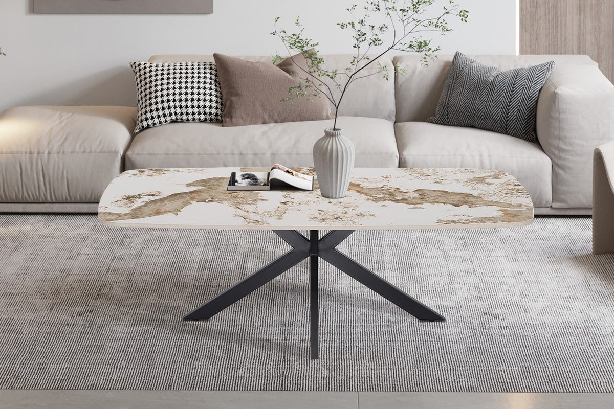 NEW - Salontafel 'Apollo' 130 cm Deens Ovaal Glanzend Steen Pandora (2c)