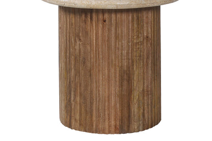 SALE - Bijzettafel 'Louis' 50 cm Mango hout met Travertin Beige (2c) - foto 3