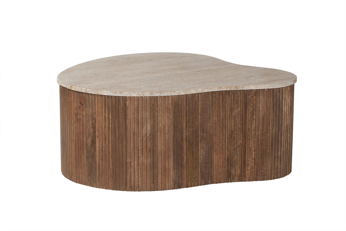 SALE - Salontafel 'Paul' 83 cm Mango hout met Travertin Beige (1c) - foto 3