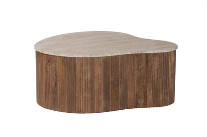 SALE - Salontafel 'Paul' 83 cm Mango hout met Travertin Beige (1c) - foto 3