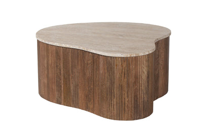 SALE - Salontafel 'Paul' 83 cm Mango hout met Travertin Beige (1c) - foto 4