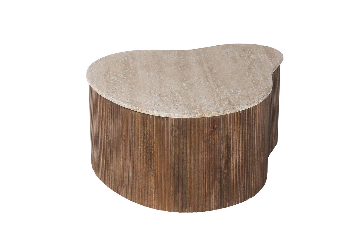 SALE - Salontafel 'Paul' 83 cm Mango hout met Travertin Beige (1c) - foto 5