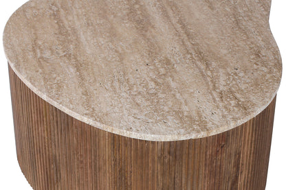 SALE - Salontafel 'Paul' 83 cm Mango hout met Travertin Beige (1c) - foto 6