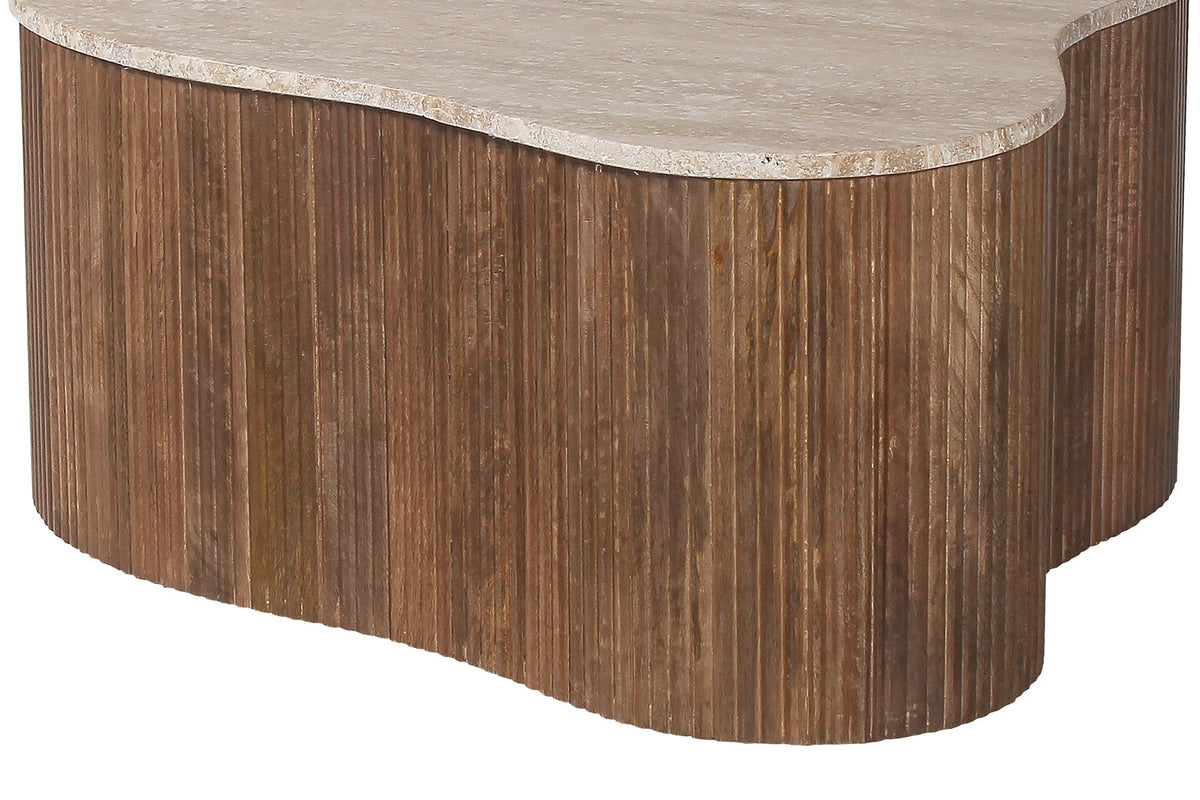 SALE - Salontafel 'Paul' 83 cm Mango hout met Travertin Beige (1c) - foto 7