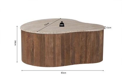SALE - Salontafel 'Paul' 83 cm Mango hout met Travertin Beige (1c) - foto 8
