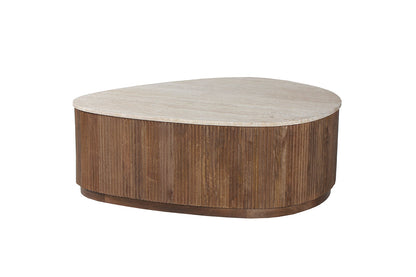 SALE - Salontafel 'Nolan' 100 cm Mango hout met Travertin Beige (1c) - foto 3