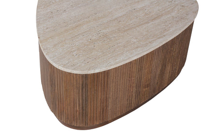 SALE - Salontafel 'Nolan' 100 cm Mango hout met Travertin Beige (1c) - foto 6