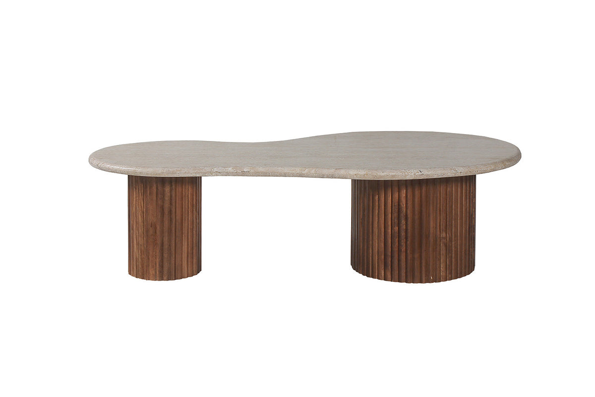 Salontafel 'Marlon' 120 cm Mango hout met Travertin Beige (2c) - foto 3