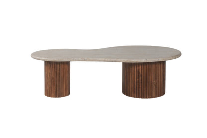 Salontafel 'Marlon' 120 cm Mango hout met Travertin Beige (2c) - foto 3